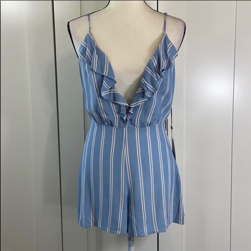 NWT Privacy Please Blue Striped Romper
